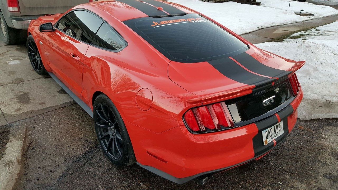 2015 Ford Mustang GT Premium | Sioux City, IA, Competition Orange (Red & Orange), Rear Wheel